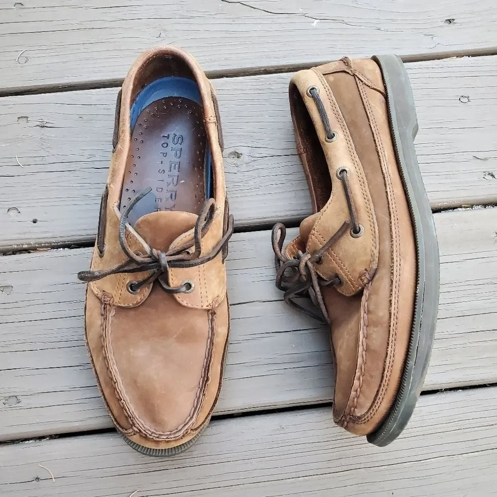 Sperry Top-Sider Original Two Eye Brown‎ Nubuck Suede Leather Boat Shoes 10.5